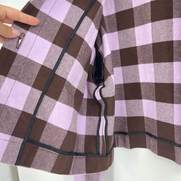 Palm Angels | Purple Brown Buffalo Check Plaid Logo Flannel Shirt Jacket 40 US L - Picture 10 of 16